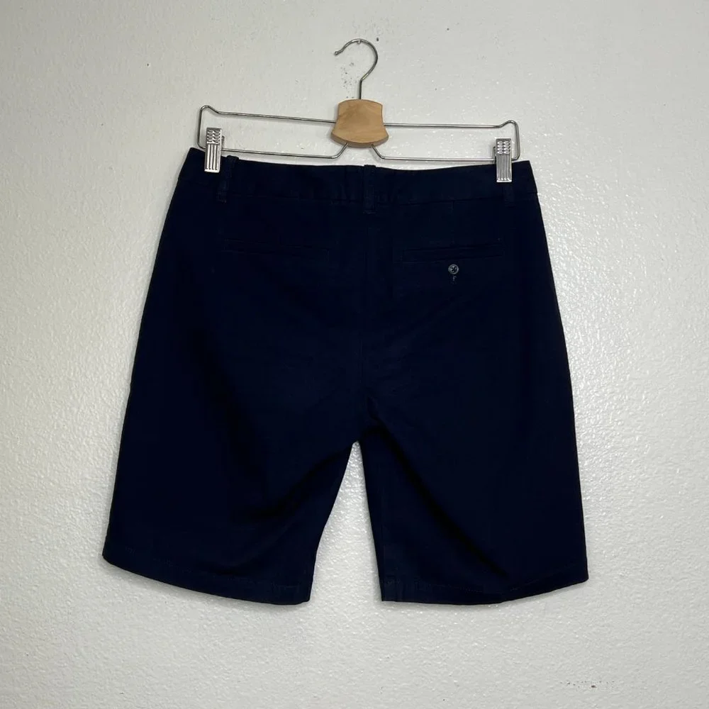 J. Crew Bermuda Shorts Womens 2 Navy Chino Flat Front‎ Mid Rise Pockets